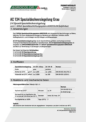 Technisches Datenblatt AC134 Spezialdeckversiegelung Grau