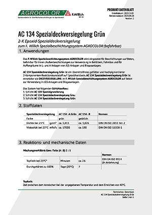 Technisches Datenblatt AC134 Spezialdeckversiegelung Grün